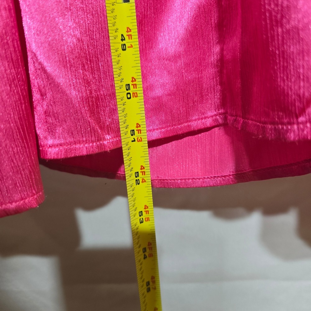 Hello Molly Hot Pink Ruffle Bustier Double Slit Satin Maxi Dress XS USA 2 - Picture 9 of 12